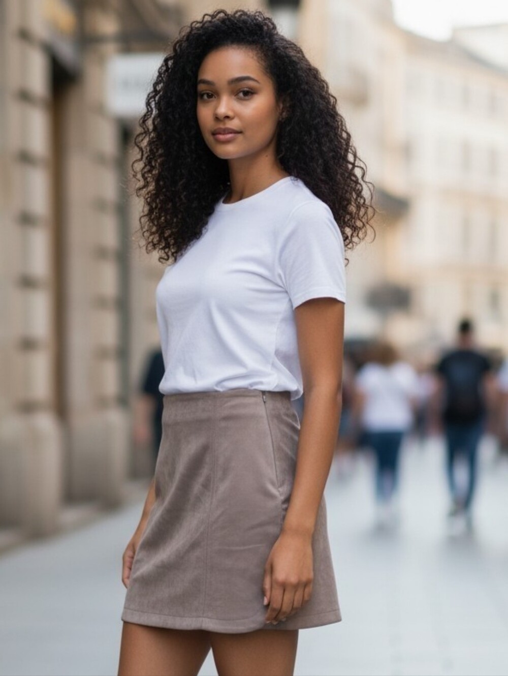 Steve Madden Faux Suede Taupe Lines Mini Skirt 1066